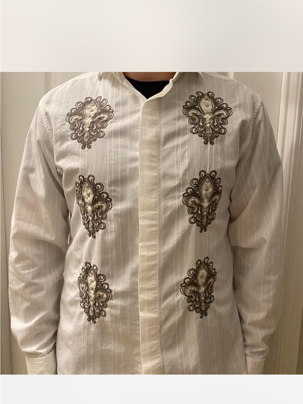 Fender Embroidered White Men's Dress Shirt